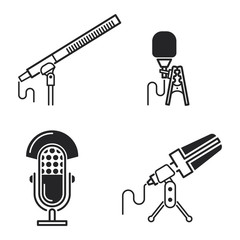 Different microphones types vector icons
