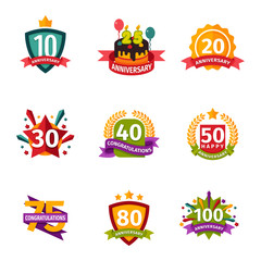 Happy birthday badges vector icons