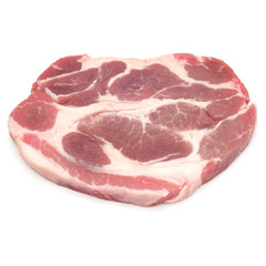 Raw pork chop meat isolated on white background cutout