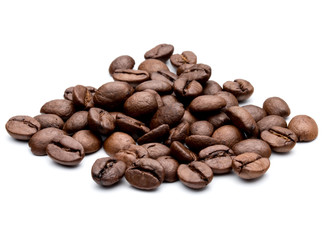 roasted coffee beans isolated in white background cutout