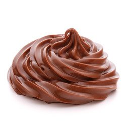 Chocolate cream swirl isolated on white background cutout