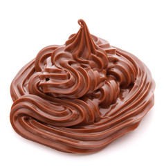 Chocolate cream swirl isolated on white background cutout