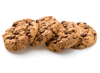 Chocolate cookies isolated on white background cutout