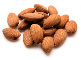 almond nuts isolated on white background close up