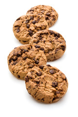 Chocolate cookies isolated on white background cutout