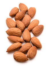 almond nuts isolated on white background close up