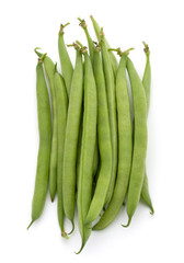 Green beans handful isolated on white background cutout