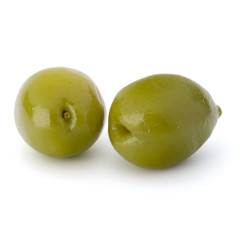 Green olives fruits isolated on white background cutout