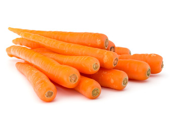 Sweet raw carrot tuber isolated on white background cutout