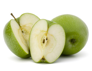 Green sliced apple isolated on white background cutout