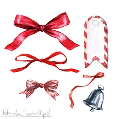 Raamstickers Watercolor Christmas Clipart - Bows © nataliahubbert
