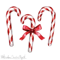 Raamstickers Watercolor Christmas Clipart - Candy Cane © nataliahubbert