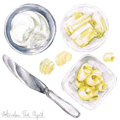 Foto op Canvas Watercolor Food Clipart - Butter © nataliahubbert