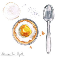 Watercolor Food Clipart - Egg
