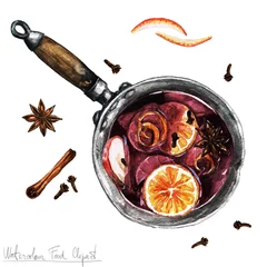 Foto op Canvas Watercolor Food Clipart - Mulled wine © nataliahubbert