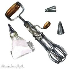 Poster Watercolor Kitchenware Clipart - Mixer and Pastry Bag © nataliahubbert