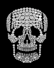 Shining diamond luxury white skull, jewel, crystal, fashion and glamor, vector illustration