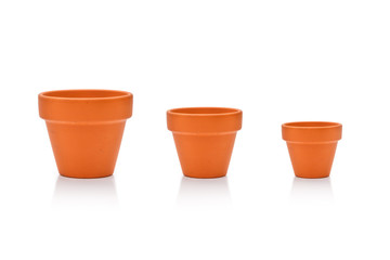 Set different site flower pots isolated on white