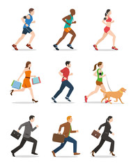 Illustration of Men and Women Running