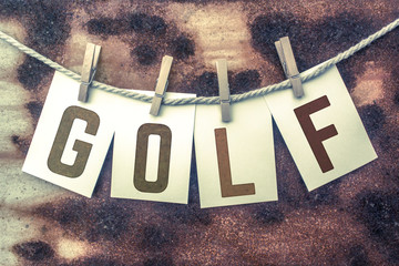 Golf Concept Pinned Stamped Cards on Twine Theme