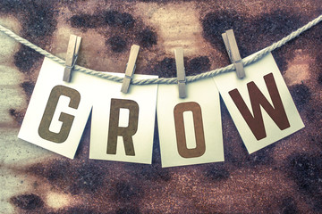 Grow Concept Pinned Stamped Cards on Twine Theme