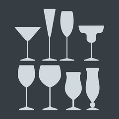 set of flat glass icons