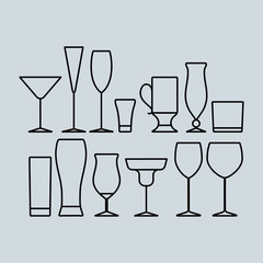 set of flat glass icons