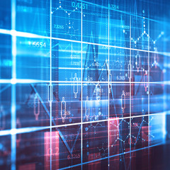 Financial data on a monitor
