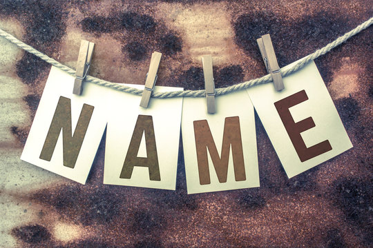 Name Concept Pinned Stamped Cards on Twine Theme
