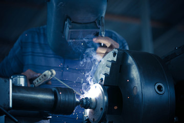 Industrial welder welding