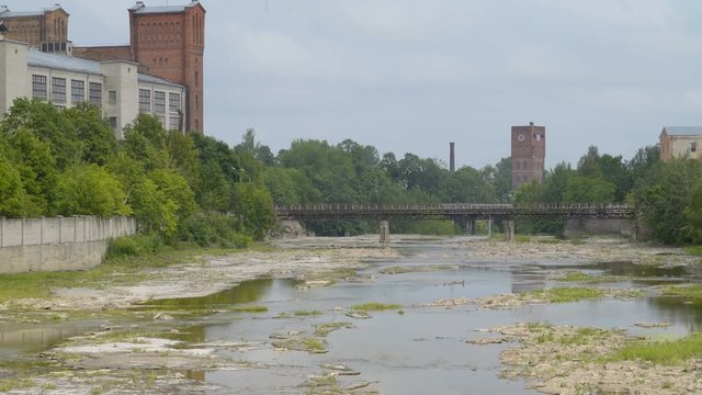 The tower and the bridge on the border of Russia and Estonia in Narva