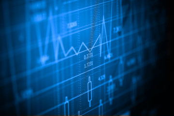 Financial data on a monitor
