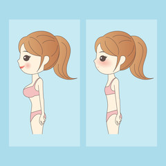 cartoon woman has different cup