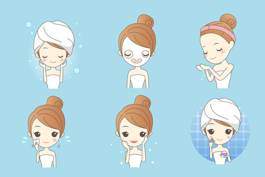 cartoon skin care woman