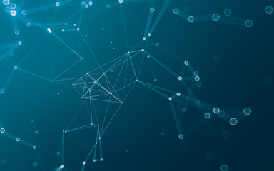 Abstract polygonal space low poly dark background, 3d rendering