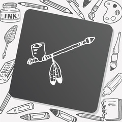 Naklejka premium Indians Pipe smoke doodle