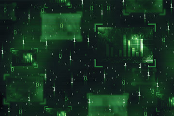 abstract binary code on digital screen