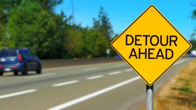 4K Detour Sign Yellow Diamond, Warning Traffic Symbol Sign