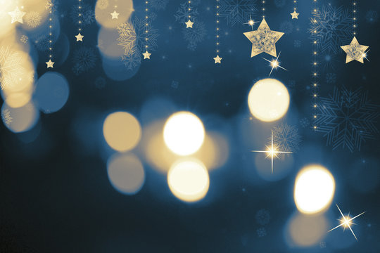 Festive dark blue Christmas background with stars