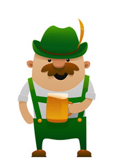 Vector illustration of cartoon oktoberfest fun man with beer