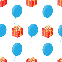 Seamless pattern for a birthday gift and of the balloon