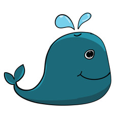 Hand drawn , whale cartoon