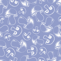 Seamless mushroom pattern. Vegetable sketch backgound