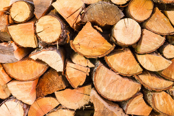 Chopped firewood logs in a pile