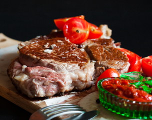  ribeye steak, cherry tomatoes