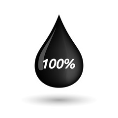 Isolated oil drop icon with    the text 100%