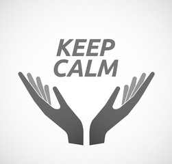 Isolated hands offering icon with    the text KEEP CALM