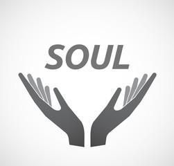 Isolated hands offering icon with    the text SOUL