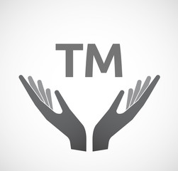 Fototapeta premium Isolated hands offering icon with the text TM