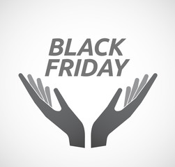 Isolated hands offering icon with    the text BLACK FRIDAY